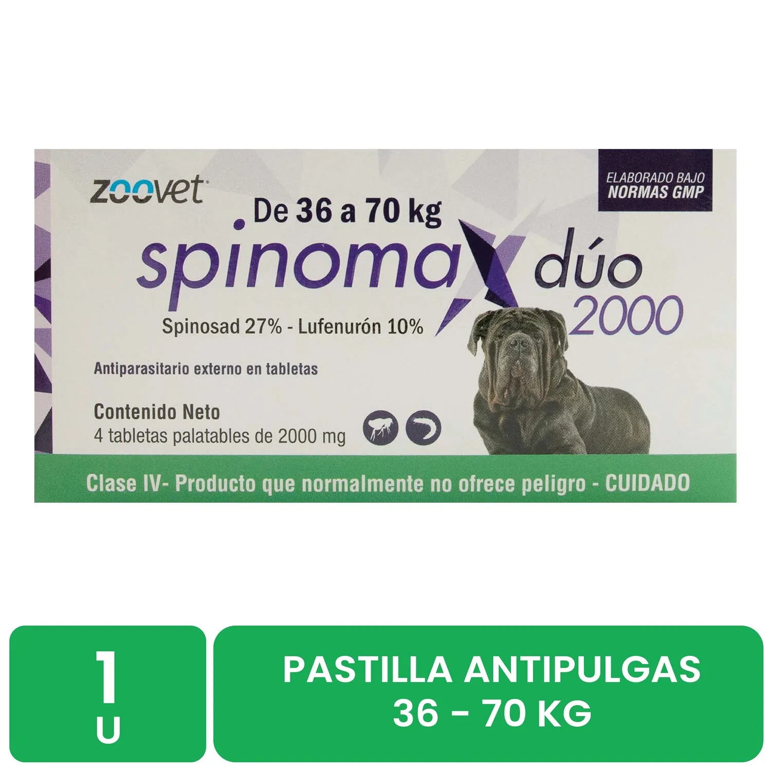 Antipulgas Pastilla 36 A 70 Kg Perro Spinomax