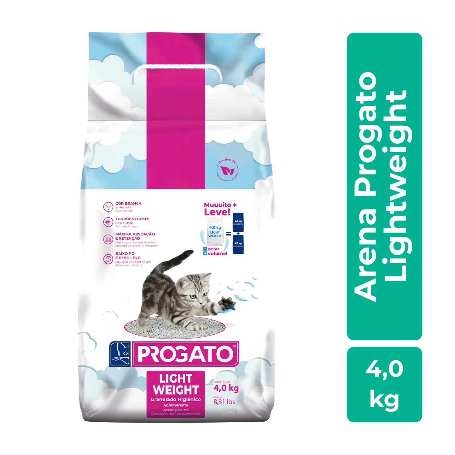 Arena Para Gato Biodegradable Aglutinante Progato