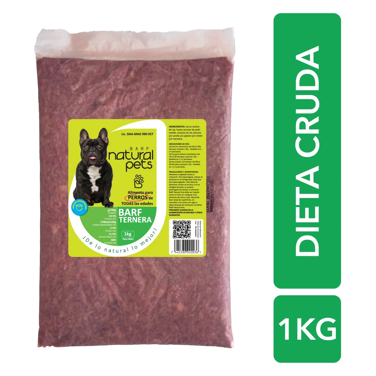 Alimento Perro Congelado Ternera Barf Natural Pets