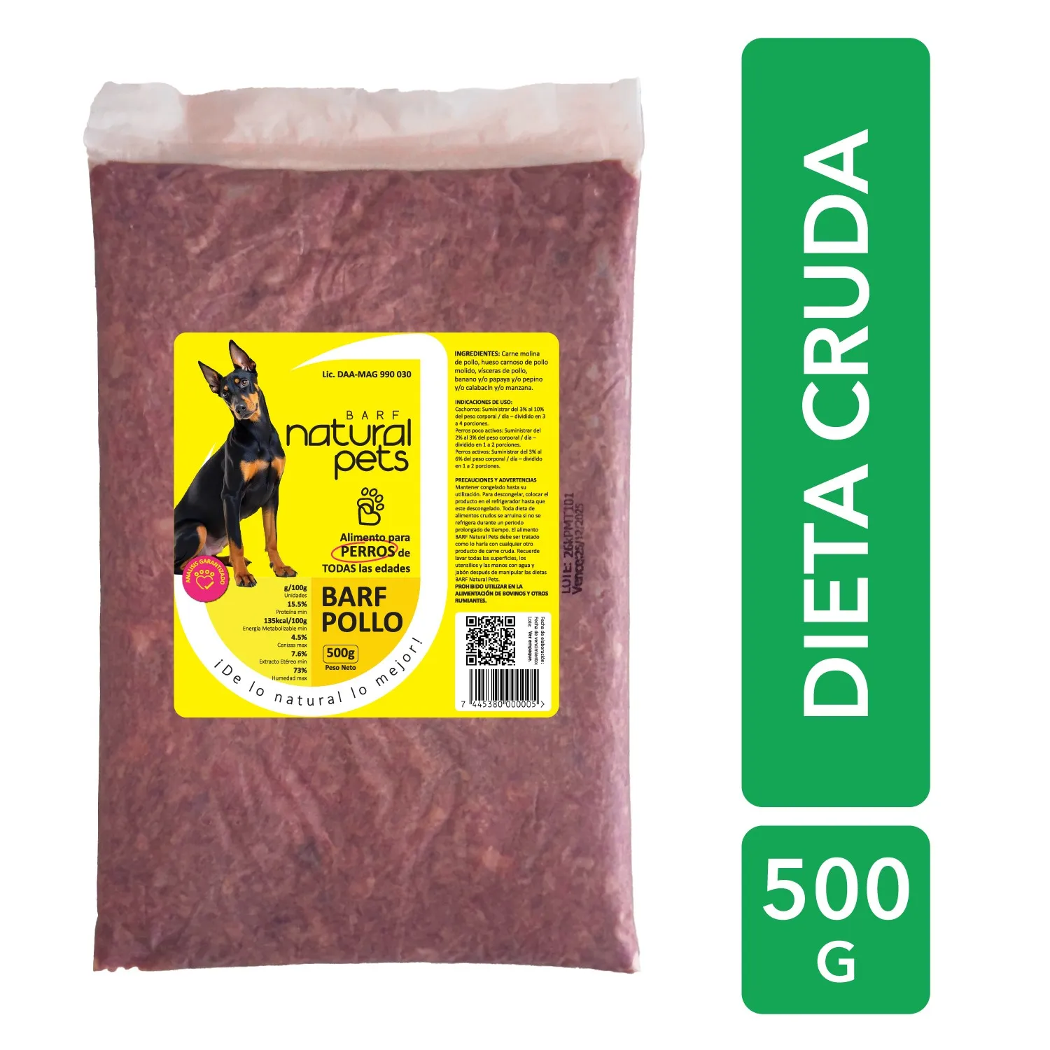Alimento Perro Congelado Pollo Barf Natural Pets