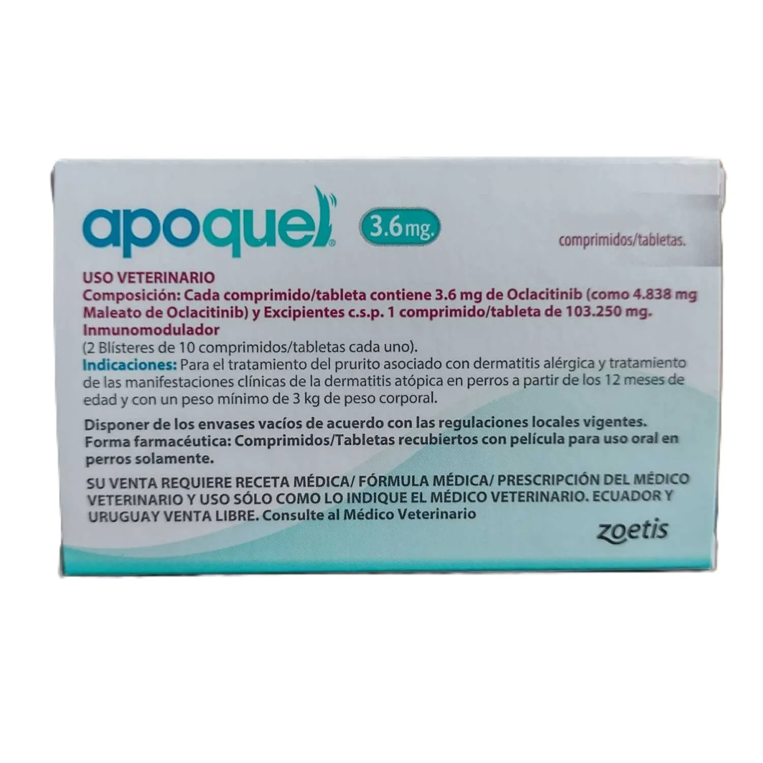 Apoquel Pastilla Antipruritico Perro 3.6 Mg Zoetis