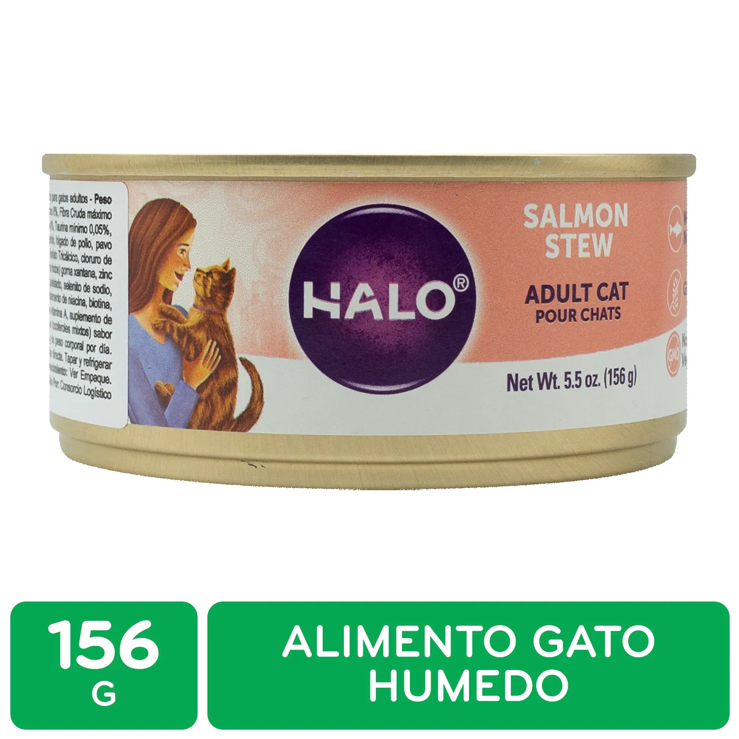 Alimento Gato Humedo Libre De Granos Salmon Adulto Halo