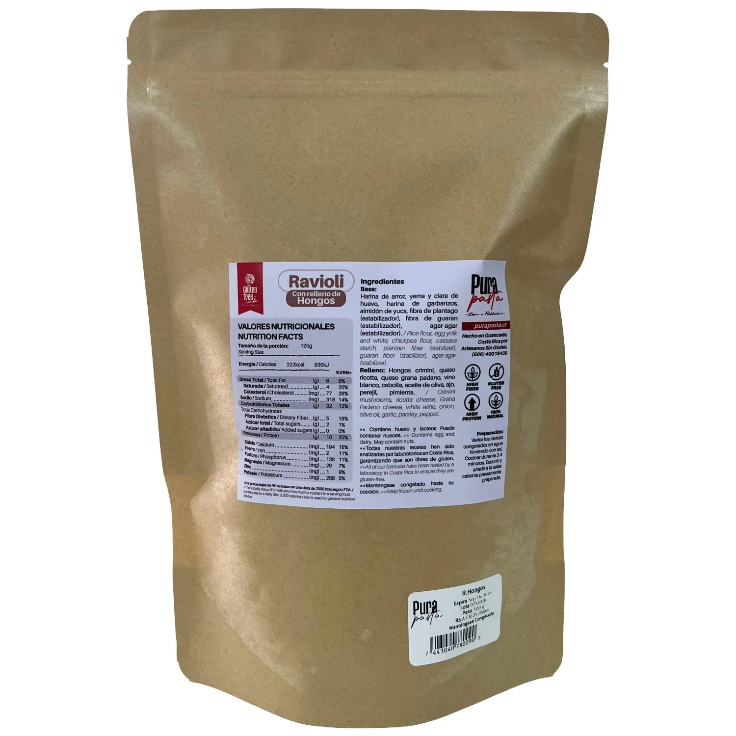 Ravioli De Hongos Y Ricotta Pura Pasta Paquete 500 G