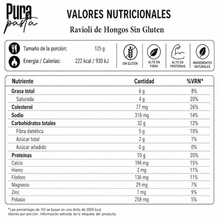 Ravioli De Hongos Y Ricotta Pura Pasta Paquete 500 G