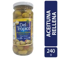 Aceituna Rellena Verde Sin Semilla Del Tropico Frasco 240 G