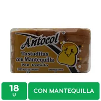 Pan Empacado Tostado Mantequilla Antocol Paquete 50 G