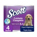 Papel Higienico Triple Hoja Cuidado Completo 4u Scott