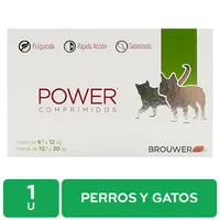 Antipulgas Pastilla Perro Y Gato 10.1-20kg / 6.1-12kg Power Brouwer
