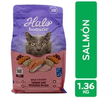 Alimento Gato Seco Adulto Salmón Y Pez Libre De Granos Halo