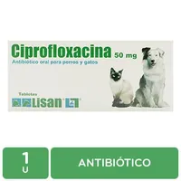 Antibiótico Pastilla Perro Y Gato 50 Mg Ciprofloxacina Lisan