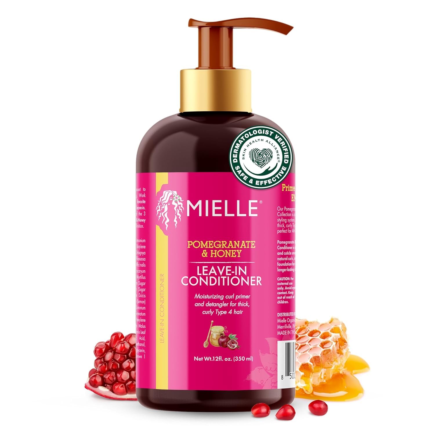 Mielle Organics Pomegranate & Honey Leave-In Conditioner bottle, 12 fl oz
