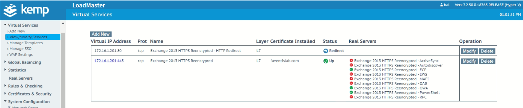 Reverse Proxy for Exchange with KEMP - AventisTech