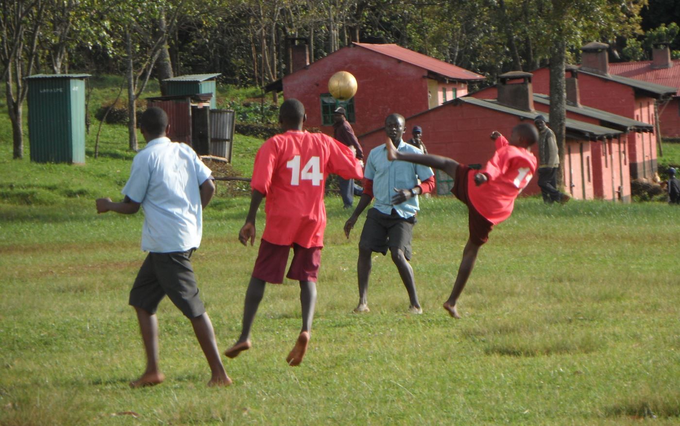 Playing football - Kenya gap year program