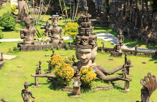 Adventure at the Buddha Park in Vientiane, Laos, Thailand