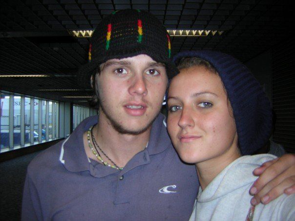 Gareth and Jess Davies at Heathrow Airport in 2007