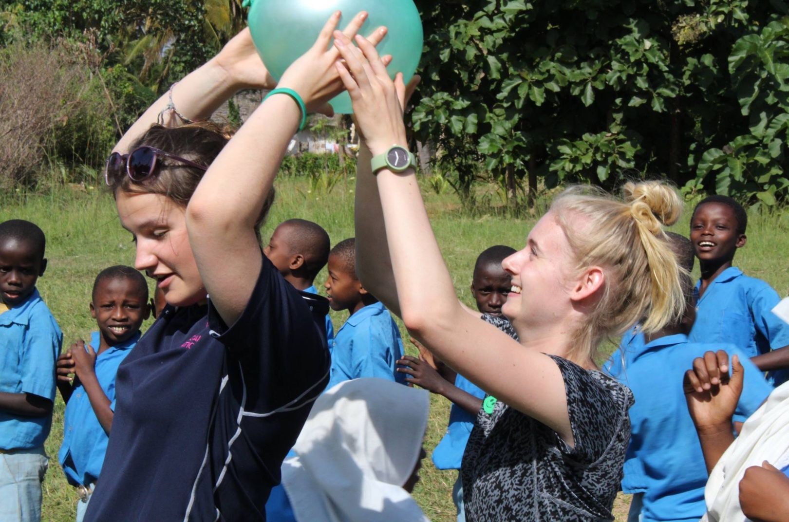 Georgie Spens doing PE on work experience in Kenya 2016