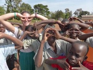 Katie with her students at Ibaako school