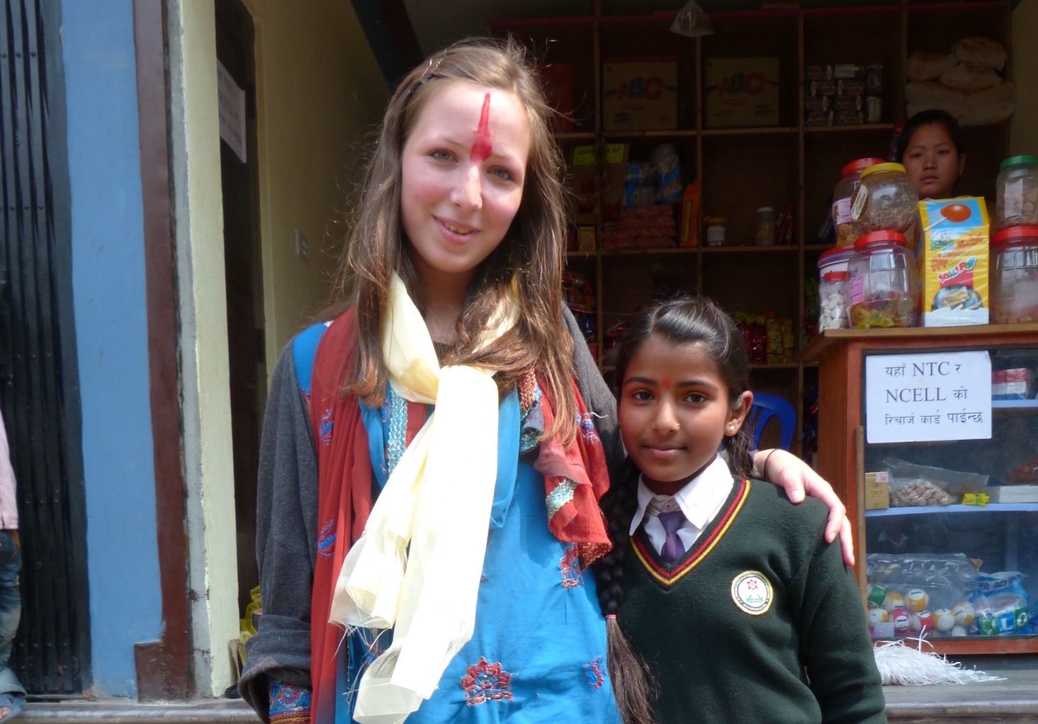 Making friends with the local children on a Gap Year in Nepal.