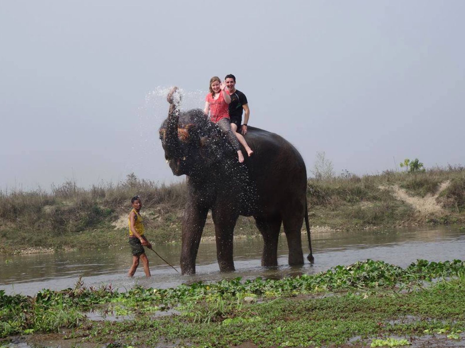 Riding on elephants in Nepal