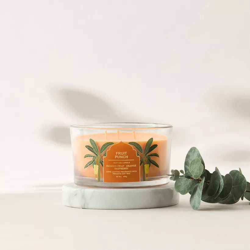 Scent.d Fruit Punch Scented 3-Wick Jar Candle - 450 gms