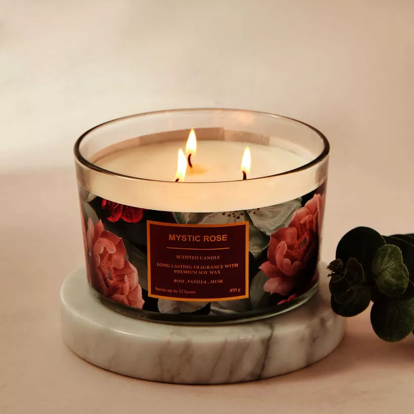 Scent.d Mystic Rose 3-Wick Jar Candle - 450 gms