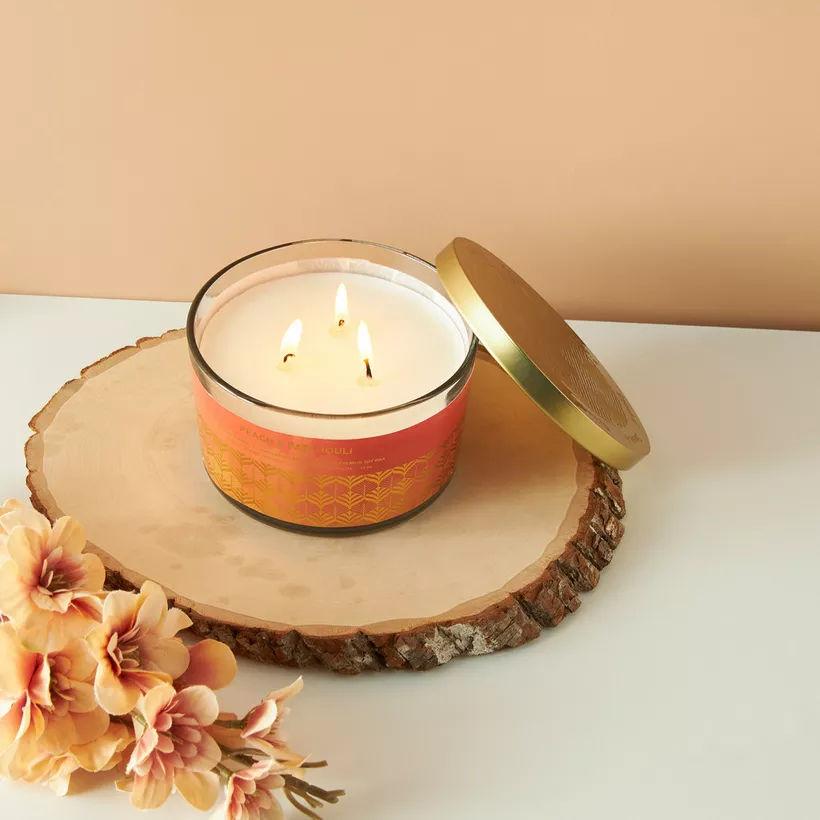 Scent.d Peach and Patchouli 3-Wick Jar Candle - 16 oz