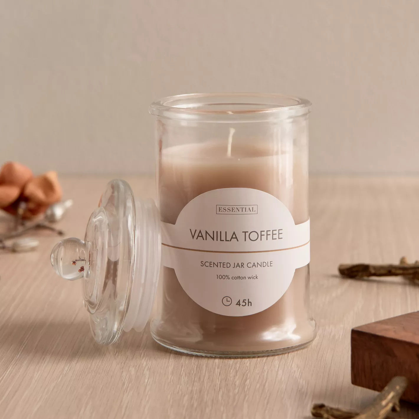 Essentials Vanilla Toffee Scented Jar Candle