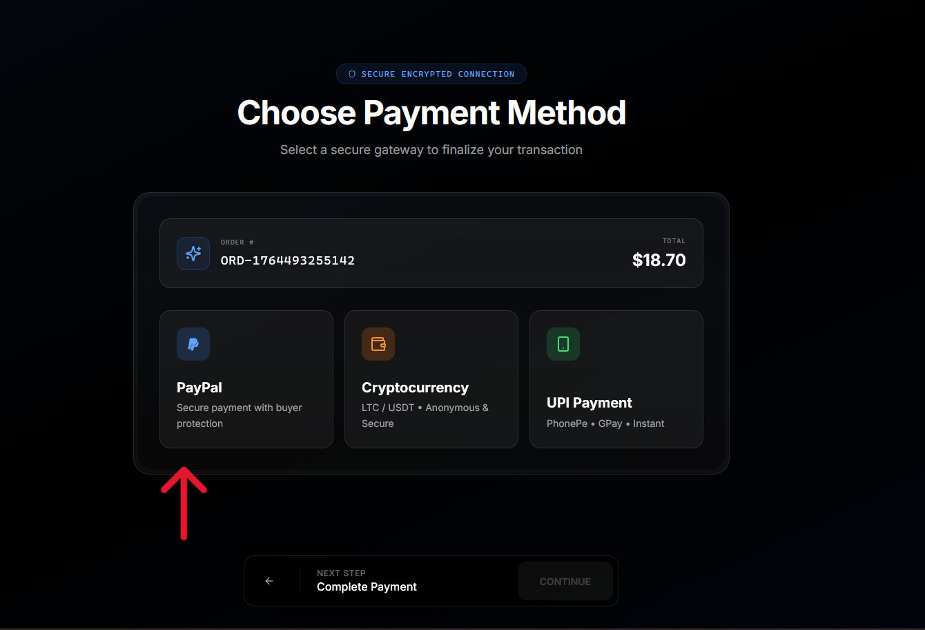 IMAGE PLACEHOLDER: PayPal selection at checkout