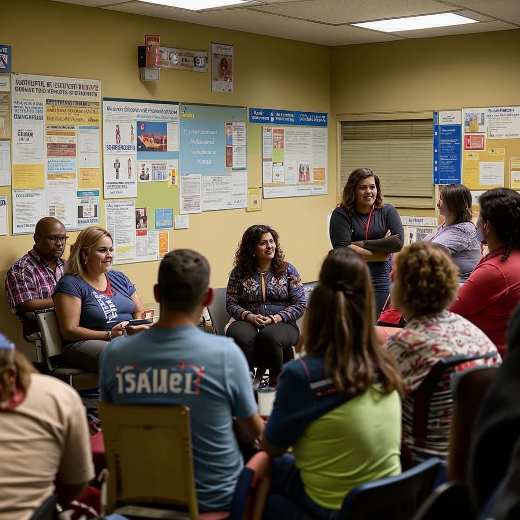 Addressing Health Disparities in Uvalde's Underserved Communities A group of people stand in a circle, discussing health disparities in Uvalde's underserved communities.