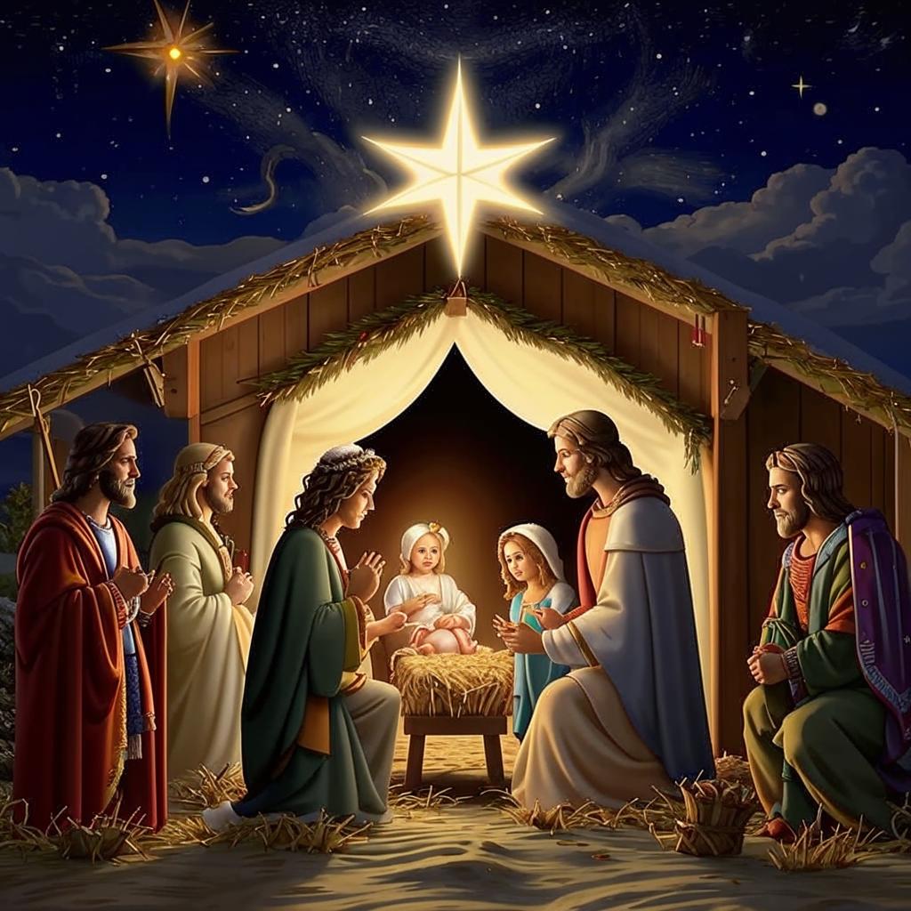 Makna Natal: Kelahiran Yesus yang Menginspirasi Kisah kelahiran Yesus dalam ilustrasi yang menyentuh hati, merayakan esensi Natal dan pesan cinta dan harapannya