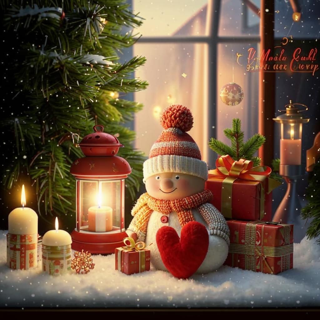 Ucapan Natal yang Hangat dan Penuh Kasih Sayang Kartu Natal bergambar cahaya lilin yang hangat dan ucapan selamat Natal yang penuh kasih sayang