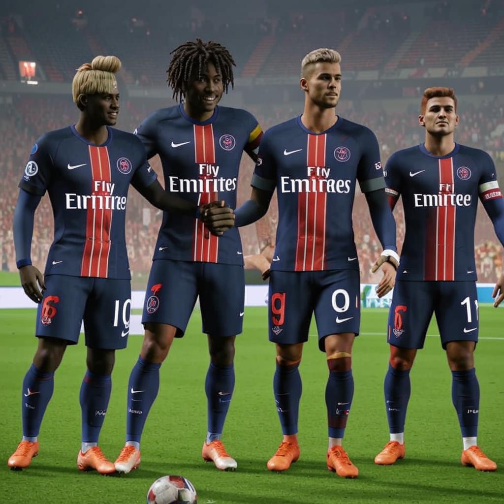 PSG-spelers viering na doel in Ligue 1-wedstryd