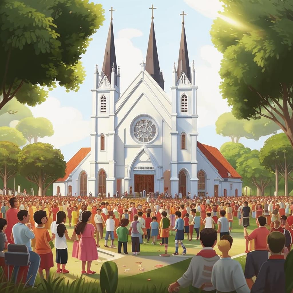 Komunitas yang Aktif di Jantung Gereja Katolik Singapura Gambar yang menggambarkan aktivitas komunitas yang semarak di Gereja Katolik Roma Singapura