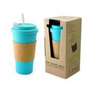 PSP Ice Beverage Travel Mug With Cork Sleeve & Straw Household Products Drinkwares Best Deals CLEARANCE SALE UMG1502Blu