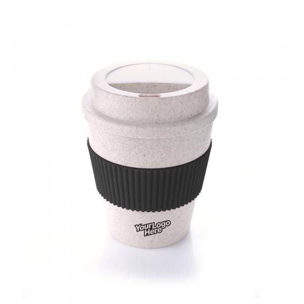 Bamboo Fibre Coffee Mug With Colour Sleeve Household Products Drinkwares HDC1037HD_Blk_logo