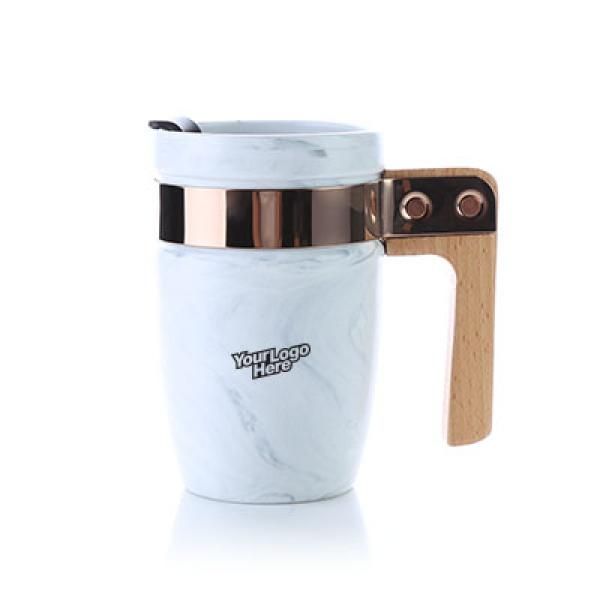 Marble Ceramic Mug With SS Rim Wooden Handle Household Products Drinkwares HDC1035ThumbLogo