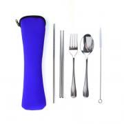 Stainless Steel Cutlery 4pcs Set With Pouch Household Products Back To School HKC1021ThumbBlue2