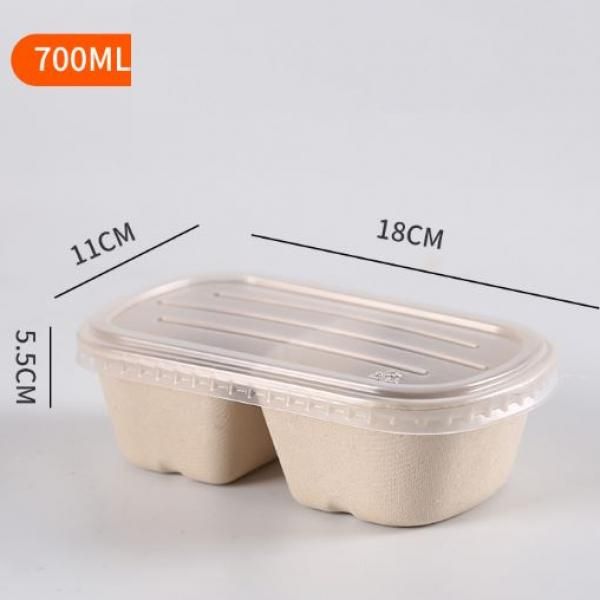 700ml 2 Compartment Bento Box with PP lid Food & Catering Packaging FTF1002