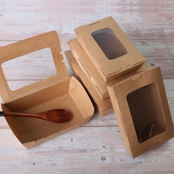 900ml Kraft Paper Bento Box Attached Lid Food & Catering Packaging FTF1025