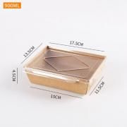 900ml Kraft Paper Bento Box with PP Lid Food & Catering Packaging FTF1028