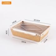 1200ml Kraft Paper Bento Box with PP Lid Food & Catering Packaging FTF1029