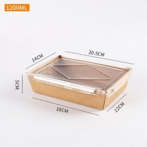 1200ml Kraft Paper Bento Box with PP Lid Food & Catering Packaging FTF1029