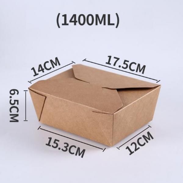 1400ml Kraft Paper Take Away Square Box Food & Catering Packaging FTF1031