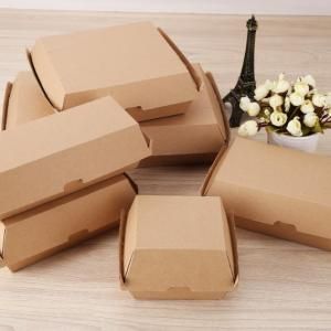 10.4x10.6x9.5cm Kraft Paper Burger or Sandwiches Box Food & Catering Packaging FTF1037-FTF1044