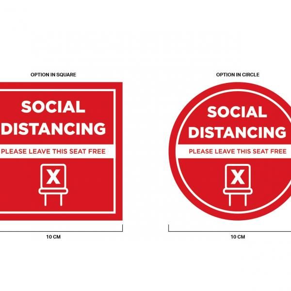 Social Distancing Seat Marking Sticker 10 x 10 cm Printing  Display & Signages Back To Work Personal Protective Equipment (PPE) Axxel_SocialDistancingSeatMarkingSticker-03-01