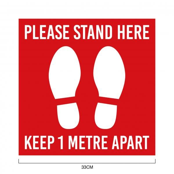 Social Distancing Floor Marking Sticker 33 x 33 cm Printing  Display & Signages Back To Work Personal Protective Equipment (PPE) Keep1MetreApartwithsize