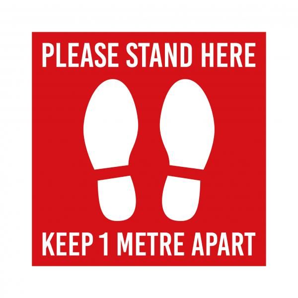 Social Distancing Floor Marking Sticker 33 x 33 cm Printing  Display & Signages Back To Work Personal Protective Equipment (PPE) Keep1MetreApartwithwhitebackground