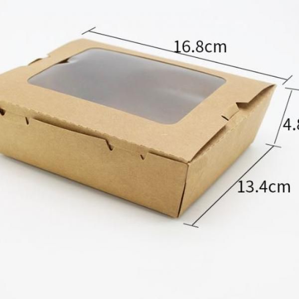 900ml Kraft Paper Bento Box Attached Lid Food & Catering Packaging FTF1026