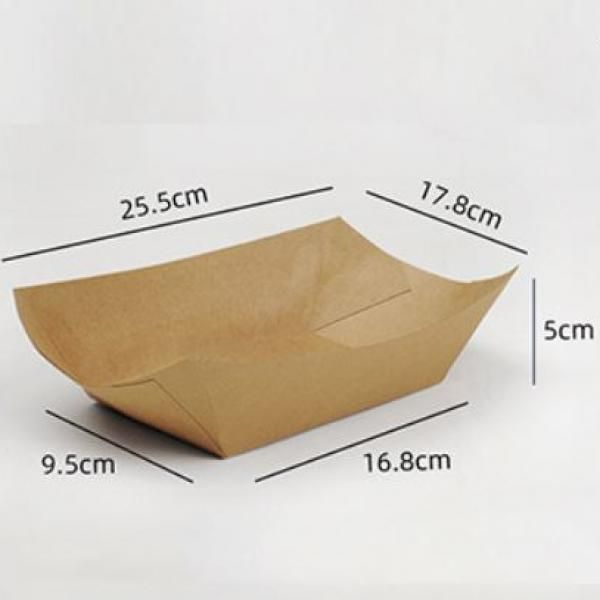 25.5x17.8x5cm Kraft Paper Tray Food & Catering Packaging FTY1002