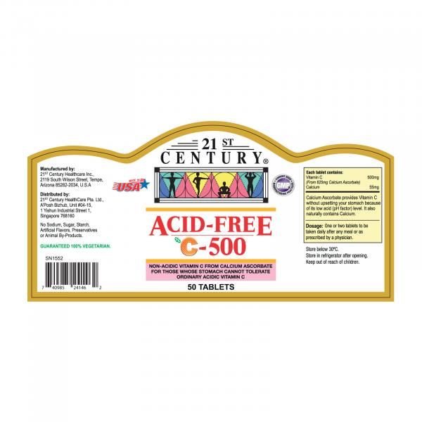 21st Century 50's Acid Free Vitamin C 500mg Food and Drink Supplies 1.LABEL-AcidfreeC500mg50sSHS1000